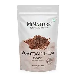 mi nature Moroccan Red Clay Powder For Hair, Skin & Body | Natural Mask & Skin Treatment | Detoxifies, Removes impurities & Hair Shampoo| Unisex Ally