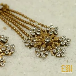 Dull Gold weightless Long Earrings With Stone