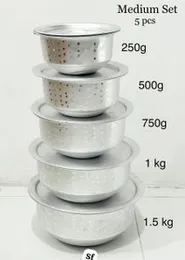 Stainless Steel Medium Bowl Set with Lids â 5 Pieces (250g to 1.5kg)