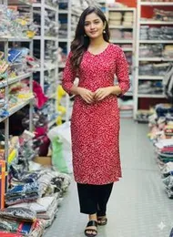 Design Straight Kurti with White Palazzo