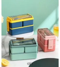 Double Layer Separable Lunch Box Set With Cutlery, Microwave Safe For Busy Office Workers