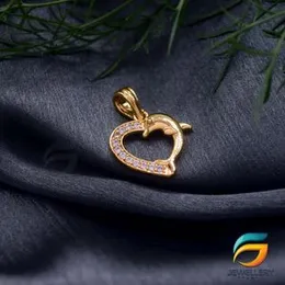 Gold Plated Heart Dolphin Pendant For Ladies With White Stone Fashion Stylish Rich Look Pendant For Women.