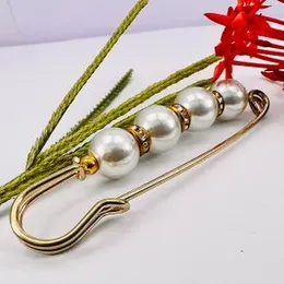 Gold Plated Purple Pearl Safety Brooch Pin – Anti-Exposure Neckline Stylish Accessory for Women