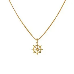Gold Plated 2mm Fox Chain With Plan Dharma Sakkara Pendant For Women.