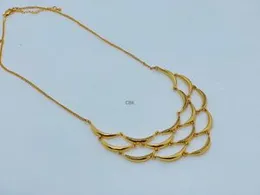 Womenâs Gold-Toned Scallop Necklace with Crystal Detailing