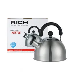 Rich RHKW-1132 1.2L Whistling Kettle - Stainless Steel Heat-Resistant Handle Flip-Up Spout Wide Mouth All Stove Compatible