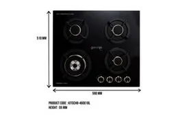 4 BURNER RND BLACK GLASS GAS COOKER HB-46001 GORENJO
