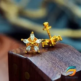 Gold Plated White Stone Earring Star Theme for Women earrings.