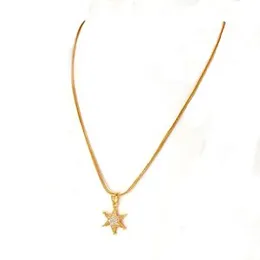 Gold Plated Guaranteed 18/24 inch 02mm Fox Chain with Star pendant Necklace for ladies.
