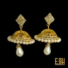 Weightless Dull Gold Plated Jimikki Earrings with Artificial Pearl