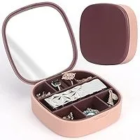 Multicolour Small Jewelry Box with Mirror, Mini Portable Jewellery Box for Girls, Multi Grids Travel Storage Case for Necklace Rings Bracelets Earring