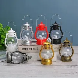 LED Halloween Electronic Candle Lamps Pendant Night Light Retro Small Oil Lamp Plastic Durable Party Decoration Lights Portable Hand-lifted Lantern Wi