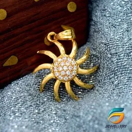 GÃ³ld Plated Pendant Sun Theme Pendant For Ladies With White Stone Fashion Stylish Rich Look Pendant For Women.