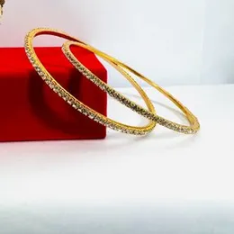 Gold plated cute one pair bangle with full white stones Fashion Jewelry Lightweight Cute bangles for Women and Girl