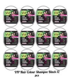 VIP Hair Colour Shampoo Black 20ml 5 in 1 ( 12 Pkts) for convenient coloring.