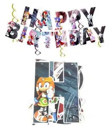 Sonic Animal Cardboard Party Gala Bunting Letter Banner Happy Birthday Party Decorating eddition
