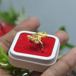Gold Plated Beautiful Leaf Ring Design With White Stone For Women.