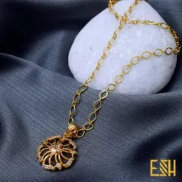 Gold Plated New 4MM Plain Link Chain 18/24 Inch with Sunflower Theme Pendant