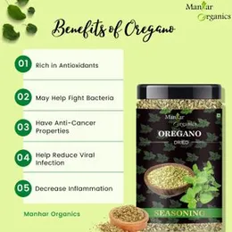 Manhar Organics Oregano flakes for seasonings 250gm Jar