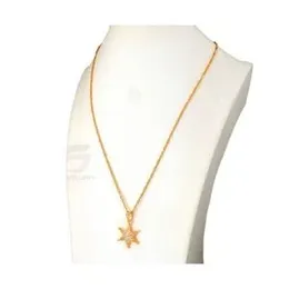 Gold Plated Guaranteed 18/24 inch Karali / Disco Chain with Star pendant Necklace for ladies;