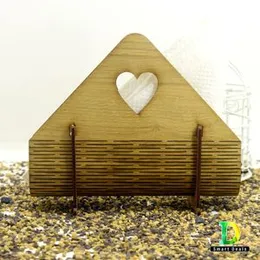 10Pcs Wooden Paper Napkin Holder for Dining Table Tissue Holder, Wooden Paper Napkin Holder With Heart Logo