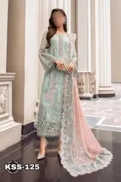 Pastel Grace Embroidered Net Ensemble