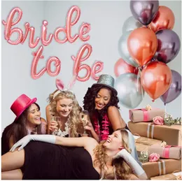 Bride To Be Letter Foil Balloons - Big Rose Gold Bride To Be Banner In Cursive / Script Letters | Great For Bachelorette Party Decorations