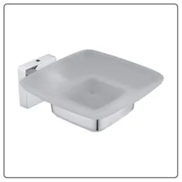 Luxury bathroom fittings Soap Holder with non slip rubber and glass bowl