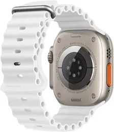 Ocean Silicone Strap / T800 T900 Ultra Watch Band For Smart Watches 42mm / 44mm / 45mm / 49mm Apple Watch Series (White)