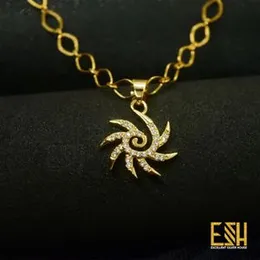 Gold plated 18/24 Inch 05MM Plain Link Chain With Medium Star Sun Theme Pendant