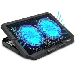 Adjustable Height Cooling Pad with 2 x 120mm LED Fans for up to 15.6â³ Laptops â Silent USB-Powered Laptop Cooler