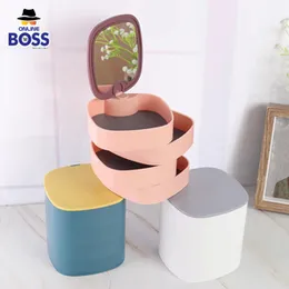 Jewelry Organizer Box With Mirror Rotating 360