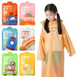 High Quality Vacuum Compression Kids Raincoat Travel Waterproof Raincoat Thickened Card Packaging One-Piece Raincoat Children