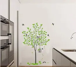 Decal O Decal ' Green Tree with Birds and Nest ' Wall Stickers (Pack of 2) (FROM INDIA FAAZ)