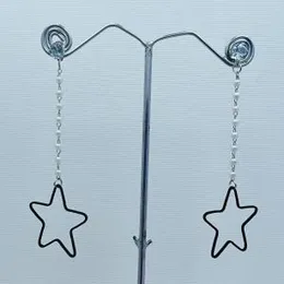 Pearl Drop Dangle Earrings with Black Star & Silver Long Tassel Pearl Chain Design for Women and Girls