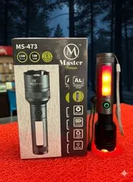 Master Premium MS-473 LED Torch â 15W Telescopic Zoom, Side Panel Light, Aluminium Body