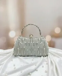 Bridal Wedding Satin Clutch Purse with Pearl Design – Gold & Silver Box Style Bag for Women & Girls