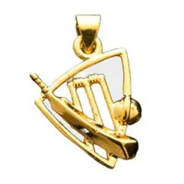 Gold Plated Pendant Stylish Cricket Wicket Shape Rich Look For Men.