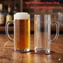 400ml 2pcs Premium Glass Mug Set p36