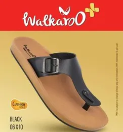Walkaroo Classic Black Buckle Toe-Post Sandals