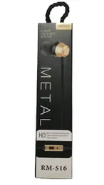 AMAZE In-Ear Headset Metal RM 516, Metal Earphones, Wired Earbuds, High Bass Headphones