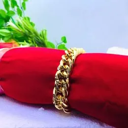 Gold Plated 15MM Bracelet Guarantee Fashion Fashionable and Stylish Smart Rock Model Design for Men.