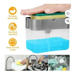Multifunctional Sponge Rack Soap Dispenser Manual Liquid Soap Pump Dispenser