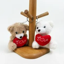 plush teddy bear keychains featuring red heart patches with "I Love You