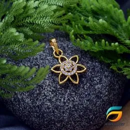 Gold Plated Flower Pendant With Stone For Ladies Fashion Stylish Rich Look Pendant For Women.
