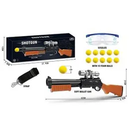 62cm Foam Ball Shotgun Toy with 10 Soft Foam Bullets, Goggles & Strap for Kids - Safe Eva Soft Bullet Shot Gun