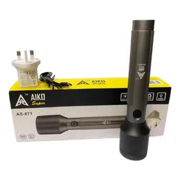 Aiko Super Rechargeable LED Torch AS-871 20W - Aluminum Steel Alloy High/Low Modes 5.5Hr Charge Emergency Camping Flashlight