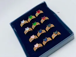 Fashionable Gold Ring with Multi-Colour Stones