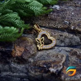 Gold Plated Pendant Heart Pendant With Butterfly For Ladies Women.