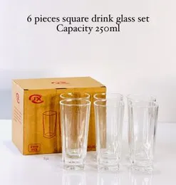 250ml-6pcs sqaure drink glass set